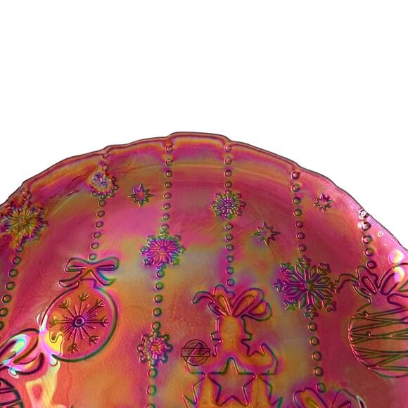 Akcam Red Turkish Carnival Glass Charger Plate 13in Christmas Ornaments New - Picture 12 of 15